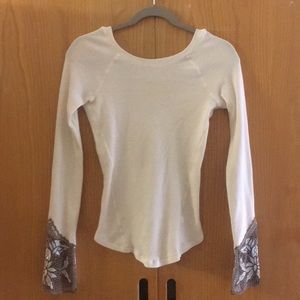 Free people long sleeve lace white s